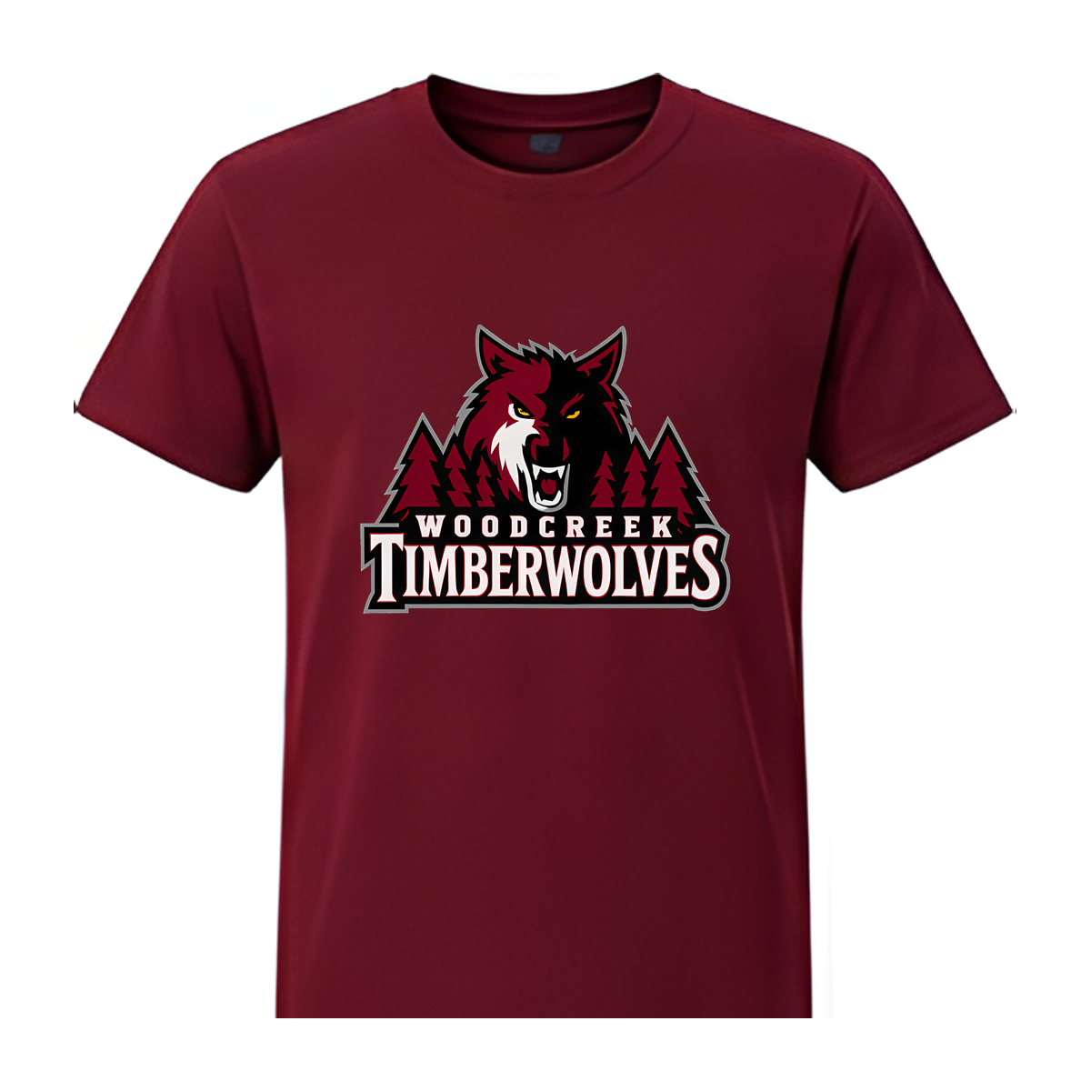 Woodcreek Girls Basketball Timberwolves Value Tee — Maroon